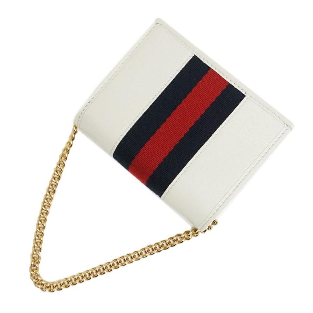 Gucci Rajah Tiger Bi-fold Wallet Chain Wallet Leather Canvas White - Picture 8 of 11